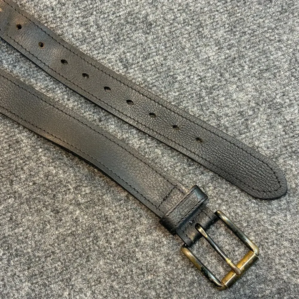 Dickies Mens Black Genuine Leather Work Belt Brass Buckle Size 46-48 XXL